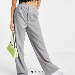 Stradivarius Tailored Grey Wideleg Relaxed Dad Pants NWOT